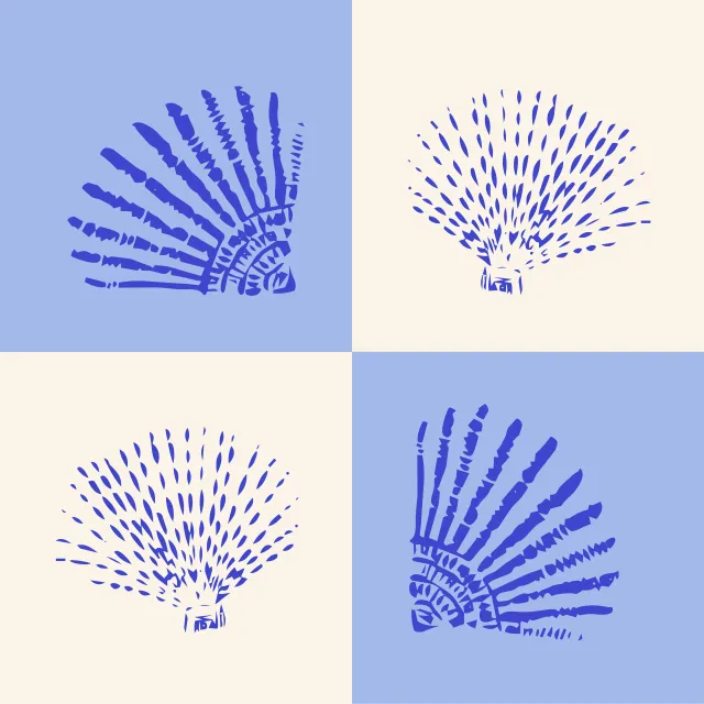 Kissen Jakobsmuschel blauweiss