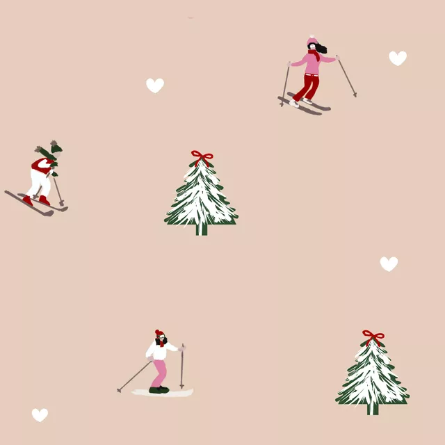 Servietten Skifahrer Herzen beige