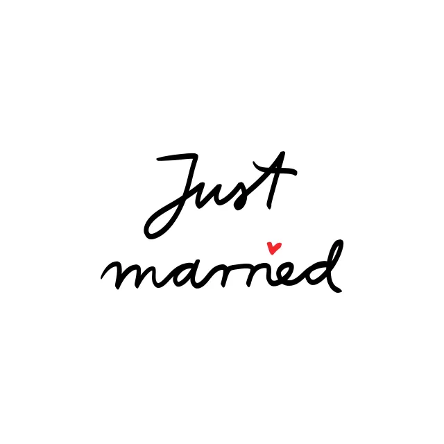 Kissen Just Married Black Red Heart