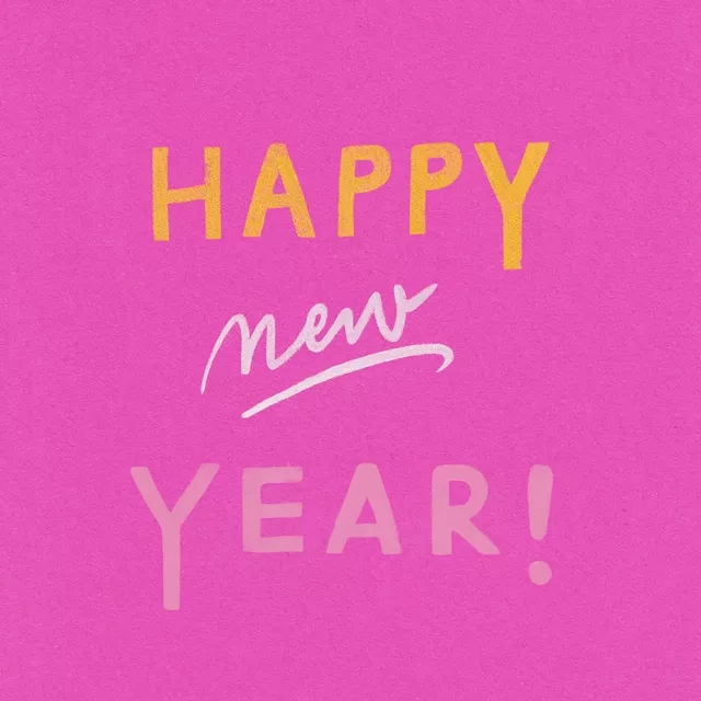 Kissen Happy New Year pink & yellow
