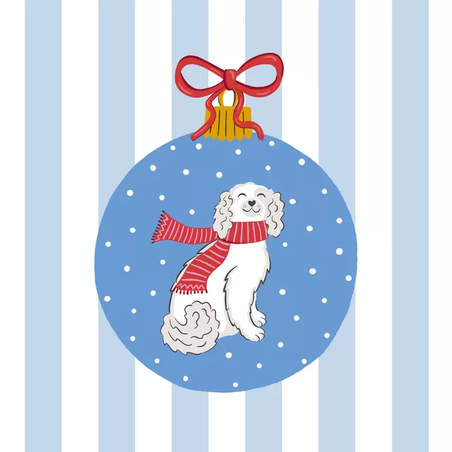 Kissen Weihnachtskugel mit Hund