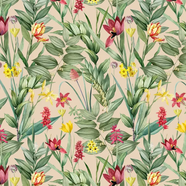 Kissen Exotische Pflanzenwelt beige