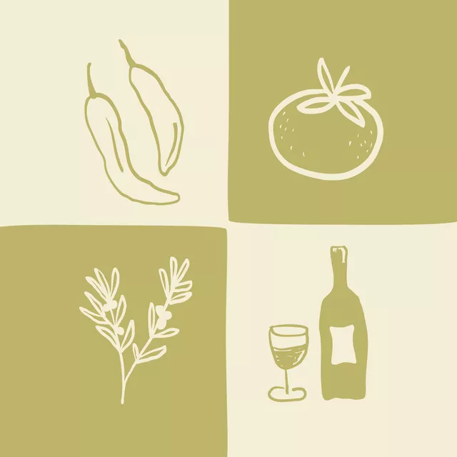 Kissen Pizza Pasta Quartett Green