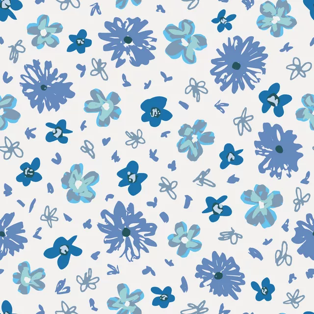 Dekovorhang Blumen abstrakt blau