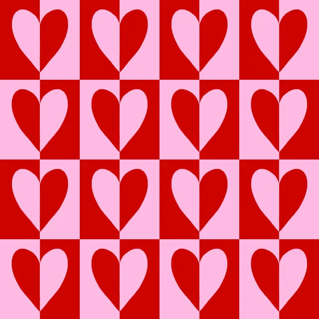 Dekovorhang Schachbrett Herzen