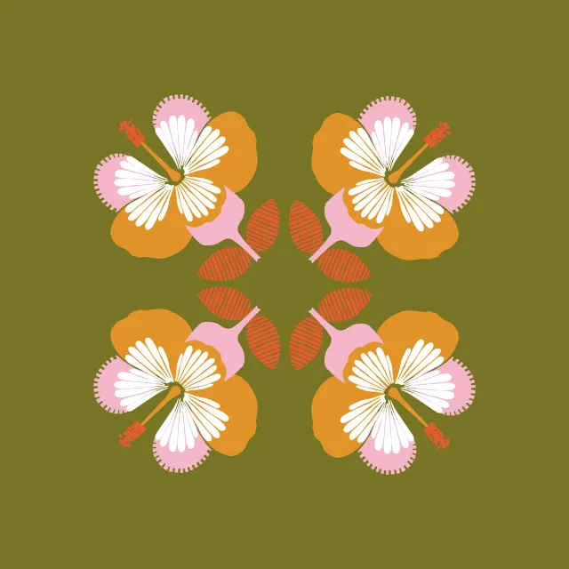 Kissen Hibiskus grün