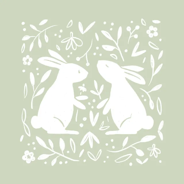 Kissen Hasen Duo Blumen hellgrün