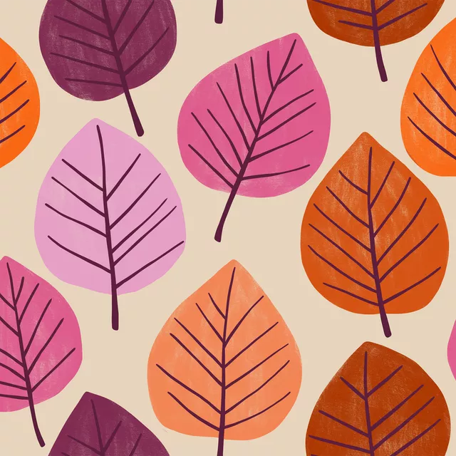 Kissen Herbstblätter rund orange pink