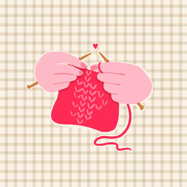 Kissen Strickende Hände Wendekissen