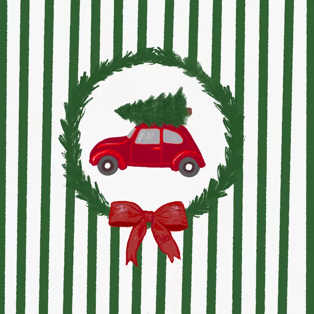 Geschirrtuch Weihnachten Auto Schleife