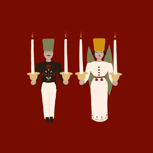 Tischset Engel und Bergmann Rot