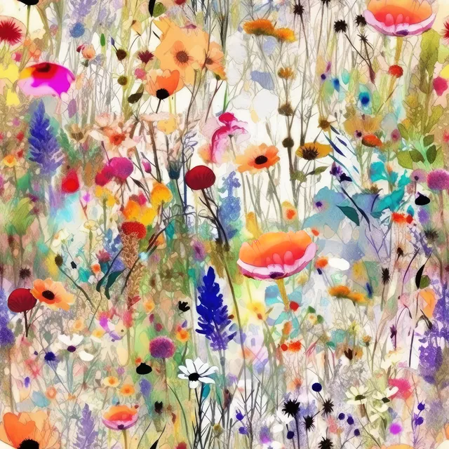 Kissen Abstrakte Wildblumen Wiese