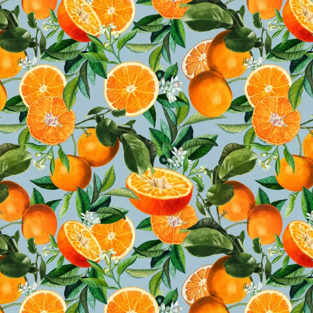 Kissen Orangen Sommer blau