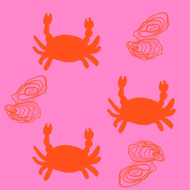 Bodenkissen Krebse Austern Orange Pink