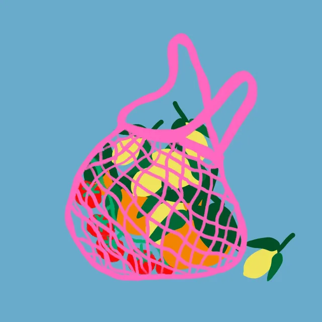 Servietten Einkaufsnetz Früchte Blau