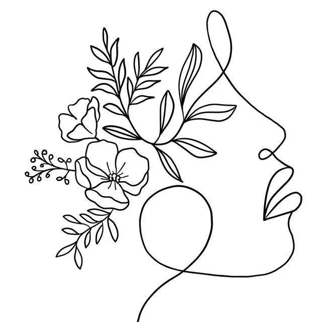 Servietten Line Art Blumenmädchen