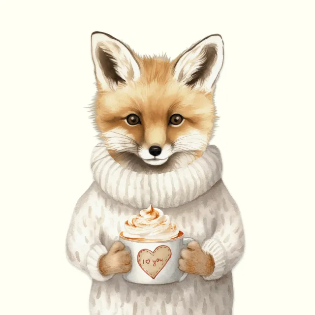 Kissen Fuchs mit Tasse I love You