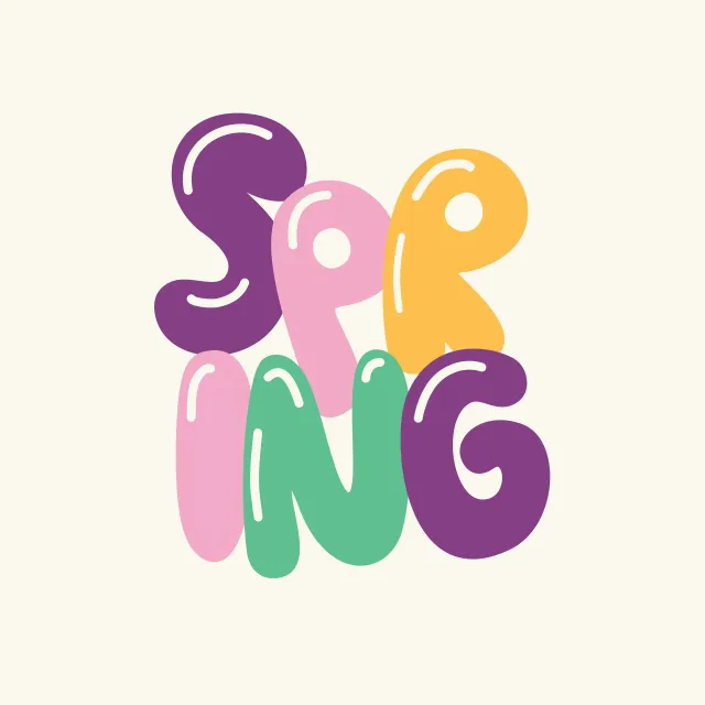 Bodenkissen Spring Handlettering bunt