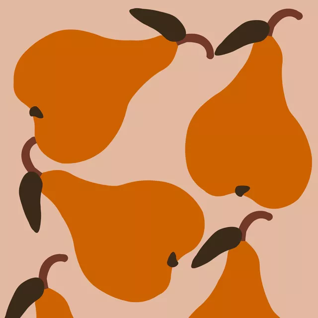Kissen Große Birnen Orange Auf Beige