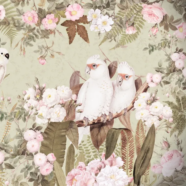 Kissen Rosen Und Papageien