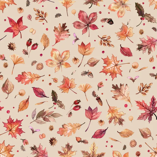 Kissen Herbst Blätter Leaf Beige Rot