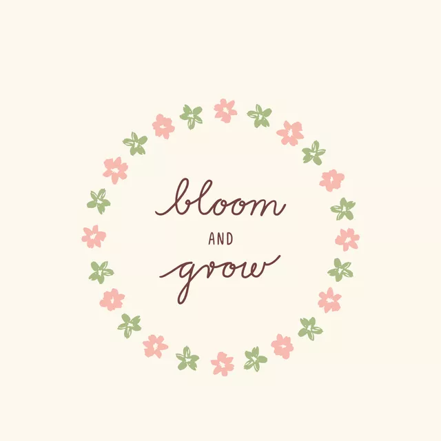 Kissen Spruch Bloom & Grow rosa grün