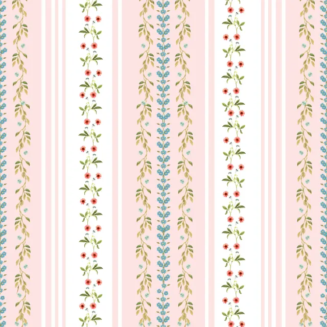 Dekovorhang Vintage Blüten Streifen