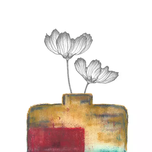 Kissen Vase petrol-rot