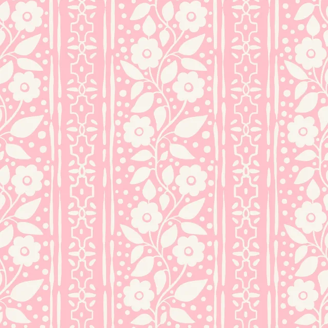 Bettwäsche Florale Streifen Pink