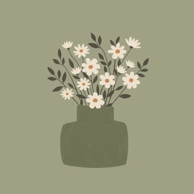 Kissen Blumenvase grün