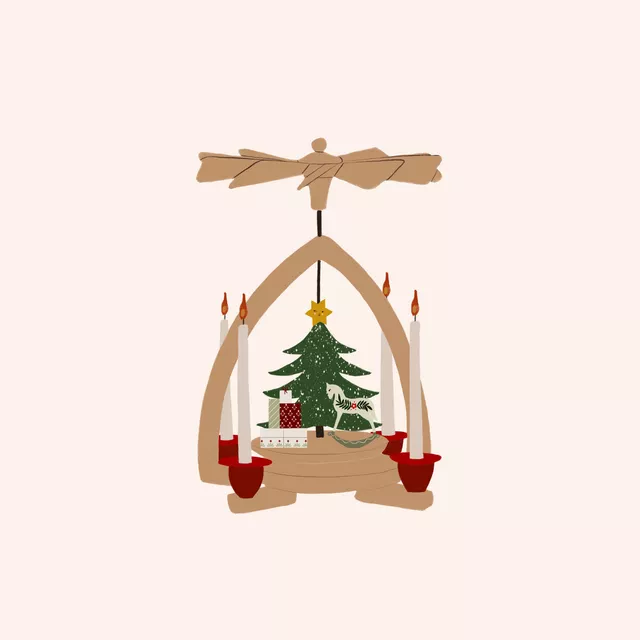 Kissen Weihnachtspyramide Beige