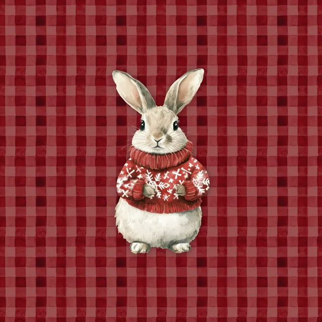 Tischset Weihnachts Hase mit Pulli Rot