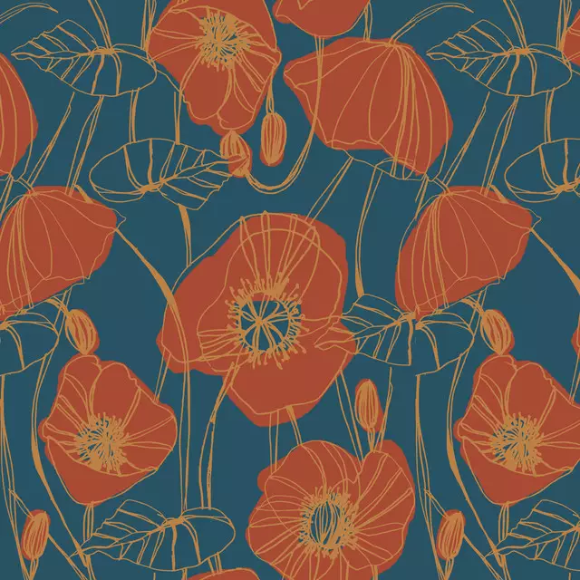 Tischdecke Mohn blau