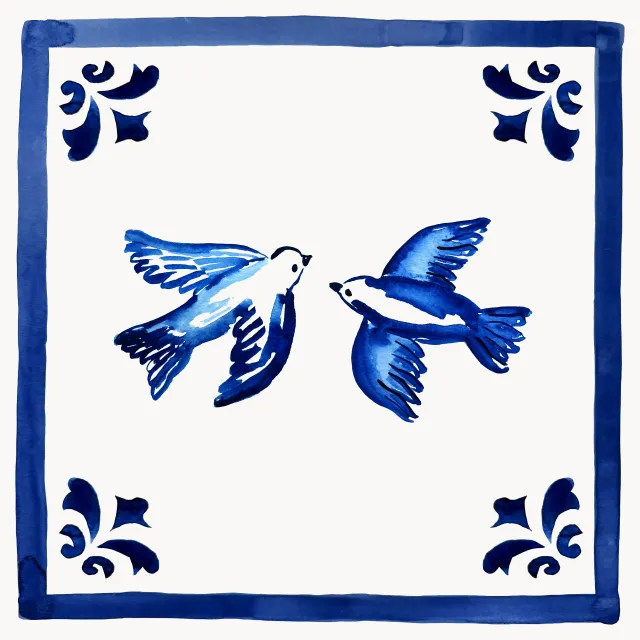 Kissen Azulejo Schwalben Paar