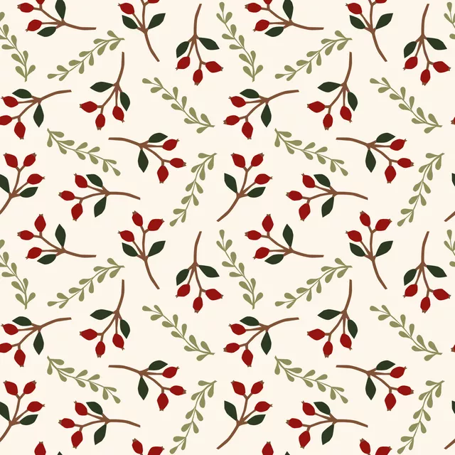 Kissen Muster Hagebutten und Blätter