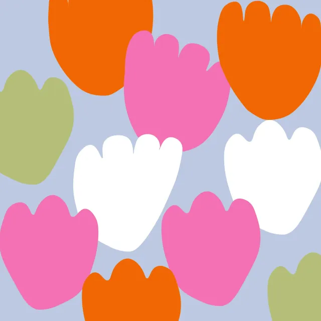 Kissen Große Tulpen Bunt Auf blau