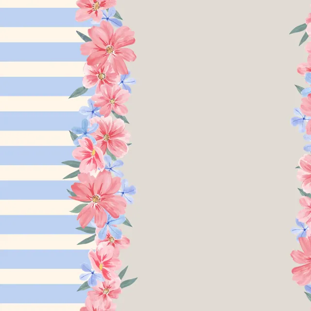 Bodenkissen Blumenborte blau beige