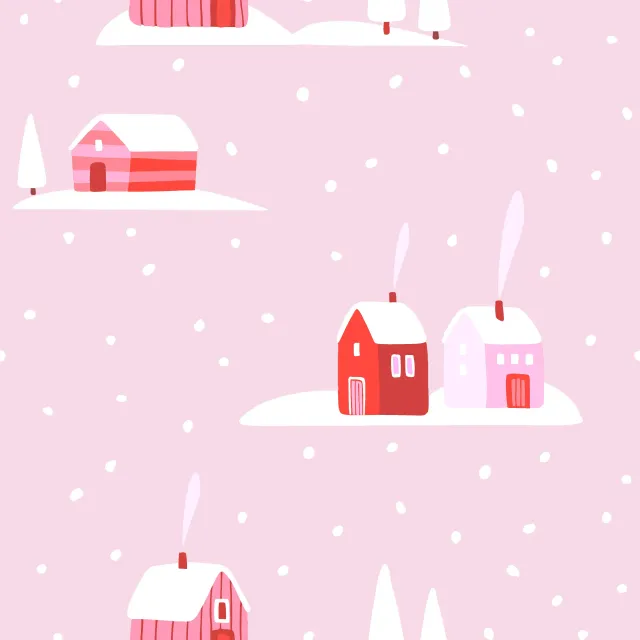 Kissen Nordische Häuser Pink Rot