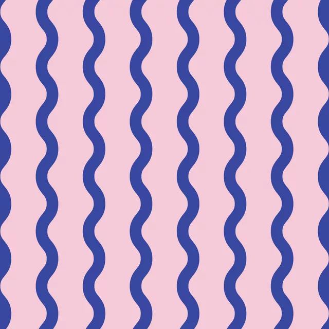 Kissen Wellenlinien blau-rosa