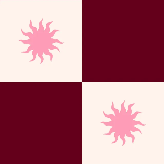 Tischläufer Schachbrett Sonne Bordeaux