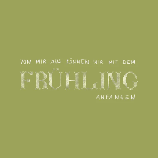 Bodenkissen Frühling Typo Kreuzstich