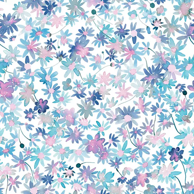 Tischläufer Floral Daisies Lilac Soft Blue