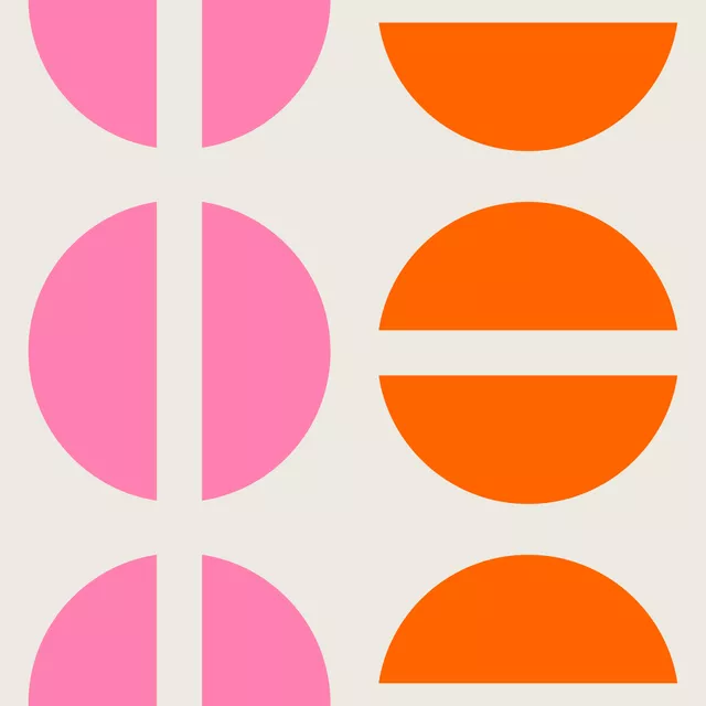 Bettwäsche Halbe Kreise Pink Orange Beige