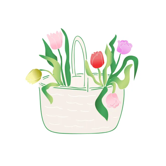 Kissen Tulip Spring Basket