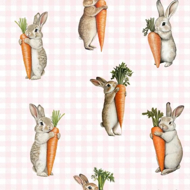 Tischläufer Hasen Möhren Karo Muster