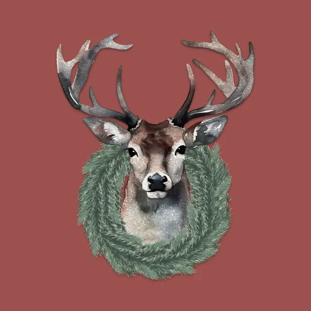 Tischdecke Hirsch mit Kranz Rot