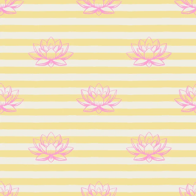 Bettwäsche Lotus Blüte gestreift gelb