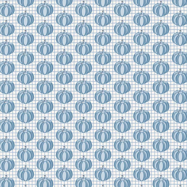 Bodenkissen Kürbisse auf Karo Blau