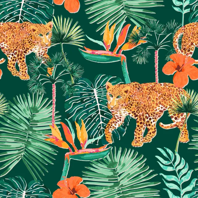 Kissen Tropical Jungle Leopard green