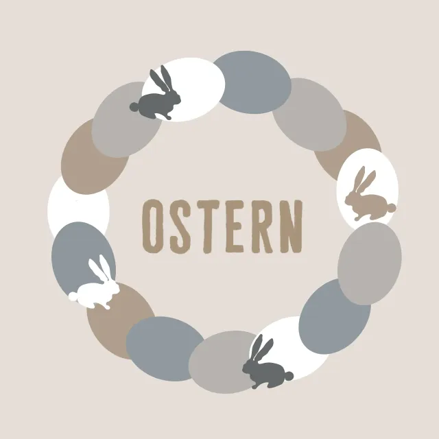 Servietten Ostereierkranz Hasen Beige